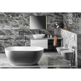 Baignoire îlot en marbre coulé REDUTA 171x81x58cm, blanche