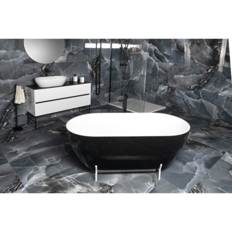 Baignoire îlot en marbre coulé REDUTA 171x81x58cm, noir/blanc