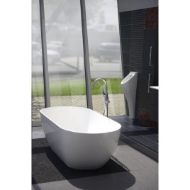Baignoire îlot en marbre coulé REDUTA 150x75x58cm, blanc