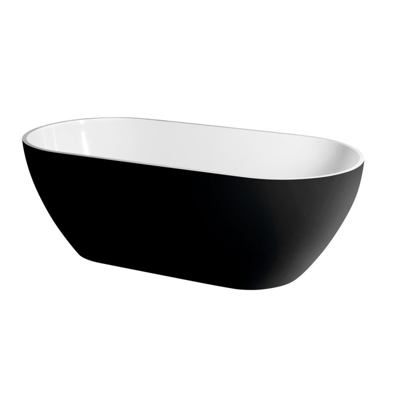 REDUTA Cast Marble Bain de qualité 150x75x58cm, Noir/Blanc