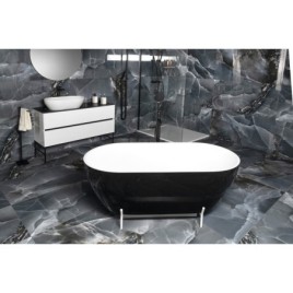 REDUTA Cast Marble Bain de qualité 150x75x58cm, Noir/Blanc