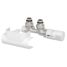 Ensemble de soupape thermostatique TOP 50 pour raccordement intermédiaire, droit, blanc