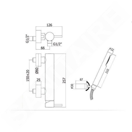 Paffoni Light Exclusive Edition - Mitigeur mural de douche avec pomme de douche, or LIG168DHG