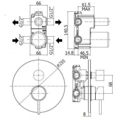 Paffoni Light - Mitigeur encastré pour 2 sorties, inox LIG018ST