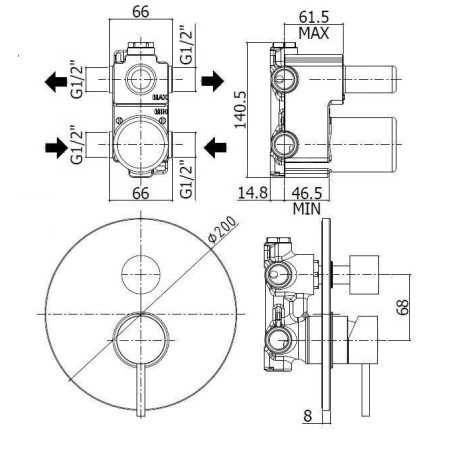 Paffoni Light - Mitigeur encastré pour 2 sorties, inox LIG018ST