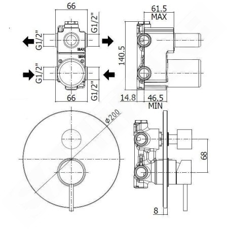 Paffoni Light Exclusive Edition - Robinet encastré pour 2 appareils, or brossé LIG018HGSP