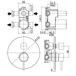 Paffoni Light - Mitigeur encastré pour 2 sorties, noir mat LIG018NO