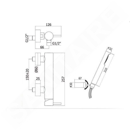 Paffoni Light - Mitigeur de douche avec accessoires, inox LIG168DST