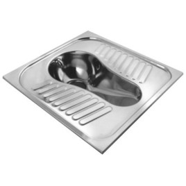 WC turc 59,5x62,5cm, acier inoxydable poli