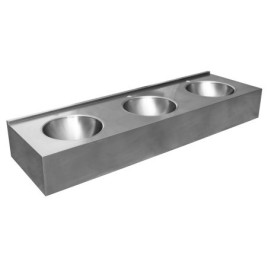 Compteur avec trois éviers 1800x270x550 mm, en acier inoxydable brossé