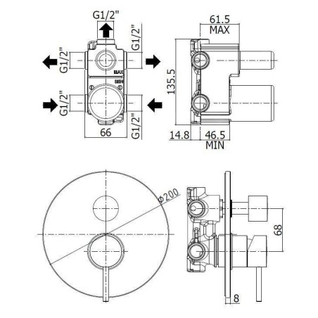 Paffoni Light - Mitigeur encastré pour 3 sorties, inox LIG019ST