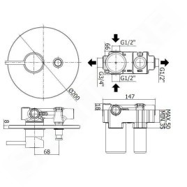 Paffoni Light - Mitigeur encastré pour 2 sorties, noir mat LIG015NO