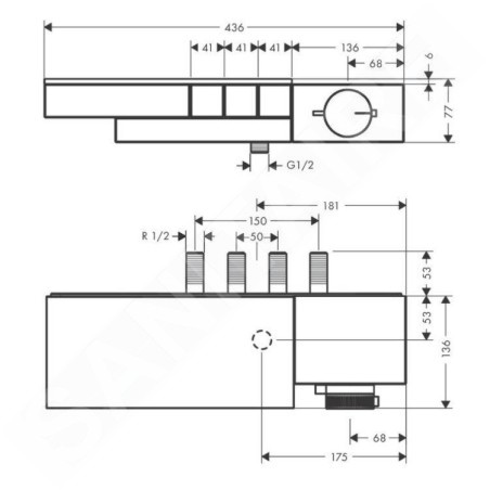 Axor Edge - Mitigeur encastré pour 3 sorties, chrome/coupe diamant 46141000