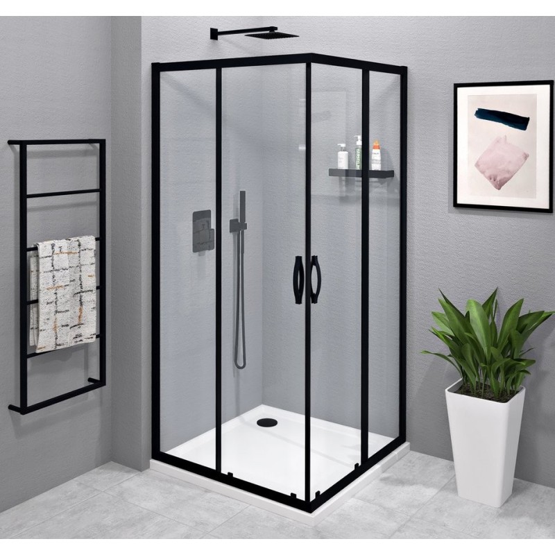 SIGMA SIMPLY BLACK Enclosion de douche carré 900x900 mm, entrée de coin, verre clair SIGMA SIMPLY BLACK Enclosion de douche carré 900x900 mm, entrée de coin, verre clair