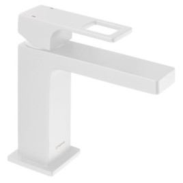FORATA Mélangeur de lavabo Tapez sans déchets pop-up, blanc mat