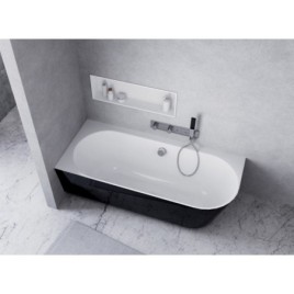 SUSSI L Cast Marble Freestanding Bath 150x70x50cm, noir/blanc