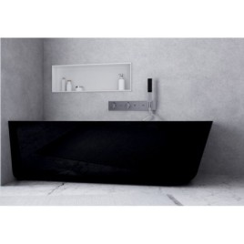 SUSSI L Cast Marble Freestanding Bath 150x70x50cm, noir/blanc