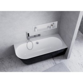 SUSSI R Cast Marble Freestanding Bath 150x70x50cm, noir/blanc