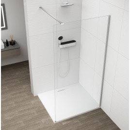 KAZUKO Plateau de douche en marbre, 100x90 cm, blanc