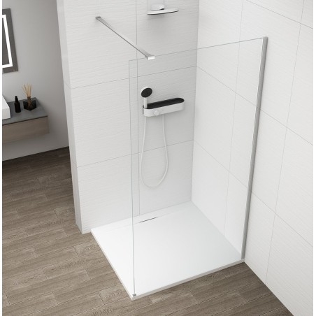 KAZUKO Plateau de douche en marbre, 100x90 cm, blanc
