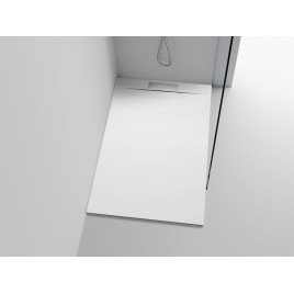 KAZUKO Plateau de douche en marbre, 100x90 cm, blanc