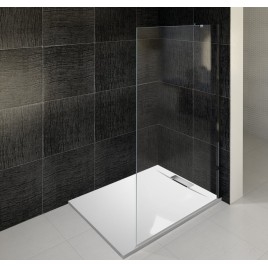 KAZUKO Plateau de douche en marbre, 90x90 cm, blanc
