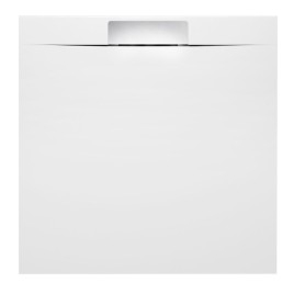 KAZUKO Plateau de douche en marbre, 90x90 cm, blanc