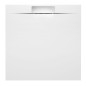 KAZUKO Plateau de douche en marbre, 90x90 cm, blanc