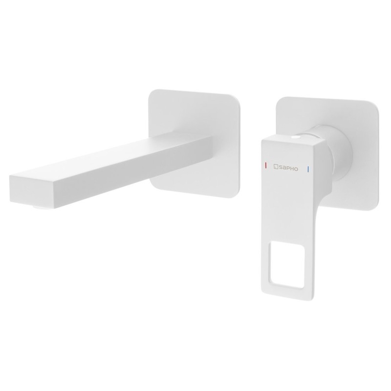 FORATA Robinet de lavabo en béton, 20cm, blanc mat