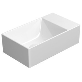 KUBE X lavabo en céramique 40x23cm, bord inférieur groud, pas de trou de robinet, droit / gauche, blanc ExtraGlaze