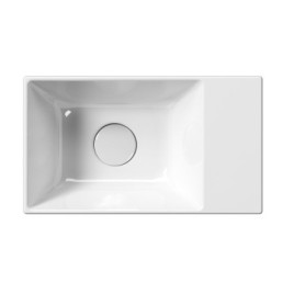 KUBE X lavabo en céramique 40x23cm, bord inférieur groud, pas de trou de robinet, droit / gauche, blanc ExtraGlaze