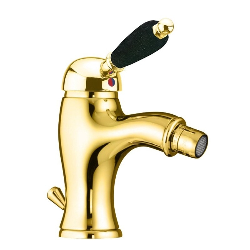 KIRKÉ BLACK Mélangeur de Bidet Tapez avec des déchets pop up, levier noir, or