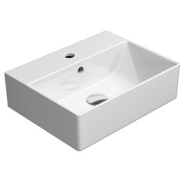 KUBE X lavabo en céramique 45x35cm, bord inférieur groud, blanc ExtraGlaze
