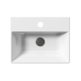 KUBE X lavabo en céramique 45x35cm, bord inférieur groud, blanc ExtraGlaze