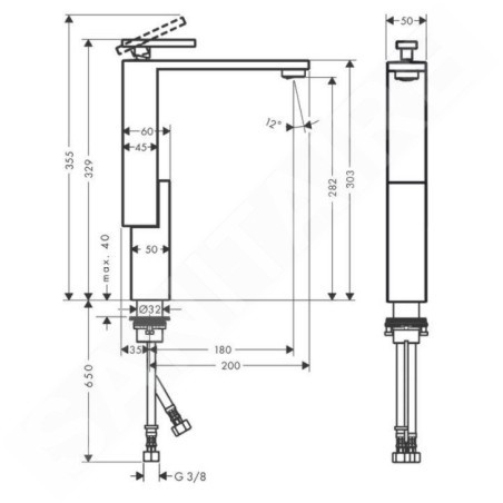 Axor Edge - Mitigeur de lavabo avec bonde Push-Open, chrome 46030000