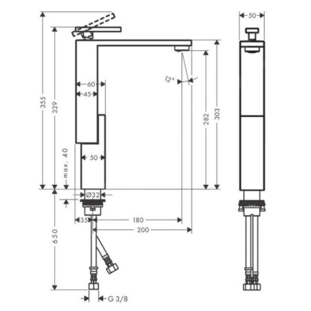 Axor Edge - Mitigeur de lavabo avec bonde, chrome 46031000
