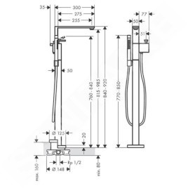Axor Edge - Mitigeur de douche encastré au sol, chrome/coupe diamant 46441000