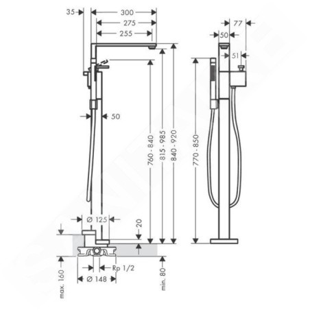 Axor Edge - Mitigeur de douche encastré au sol, chrome/coupe diamant 46441000