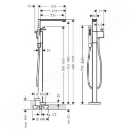 Axor Edge - Mitigeur de douche encastré au sol, chrome 46440000