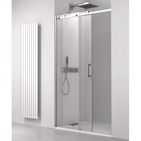 THRON SQUARE porte de douche 1400 mm, rouleaux carrés, verre clair