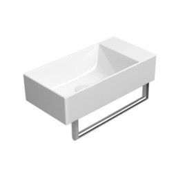 KUBE X lavabo en céramique 50x25cm, pas de trou de robinet, droite/gauche, blanc ExtraGlaze