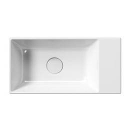 KUBE X lavabo en céramique 50x25cm, pas de trou de robinet, droite/gauche, blanc ExtraGlaze