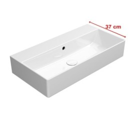 KUBE X lavabo en céramique 70x37cm, pas de trou de robinet, blanc ExtraGlaze