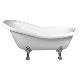 RETRO Freestanding Bath 147x69,5x67,5cm, Chrome Matt Legs, Blanc