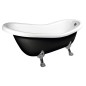 RETRO Freestanding Bath 147x69,5x67,5cm, Chrome Matt Legs, noir/blanc (RAL9005)