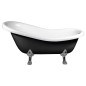 RETRO Freestanding Bath 147x69,5x67,5cm, Chrome Matt Legs, noir/blanc (RAL9005)