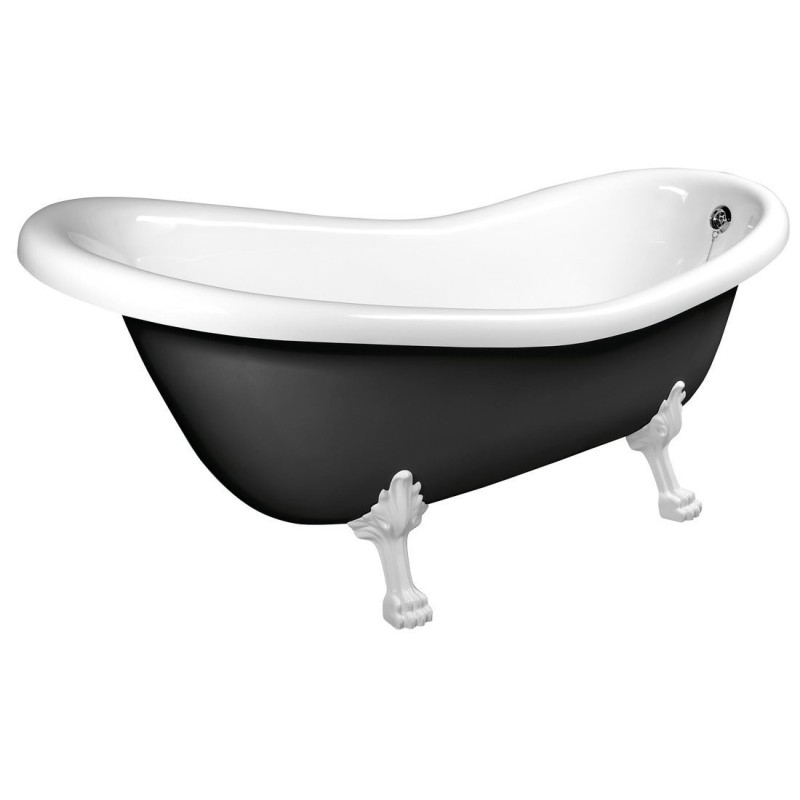 RETRO Freestanding Bath 147x69,5x67,5cm, White Legs, black/white (RAL9005)