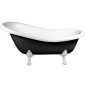 RETRO Freestanding Bath 147x69,5x67,5cm, White Legs, black/white (RAL9005)