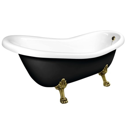 RETRO Freestanding Bath 147x69,5x67,5cm, Bronze Jambes, noir/blanc (RAL9005)