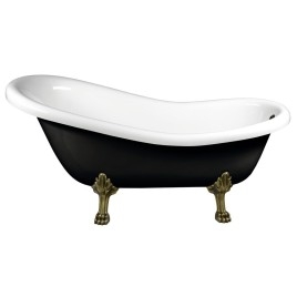 RETRO Freestanding Bath 147x69,5x67,5cm, Bronze Jambes, noir/blanc (RAL9005)